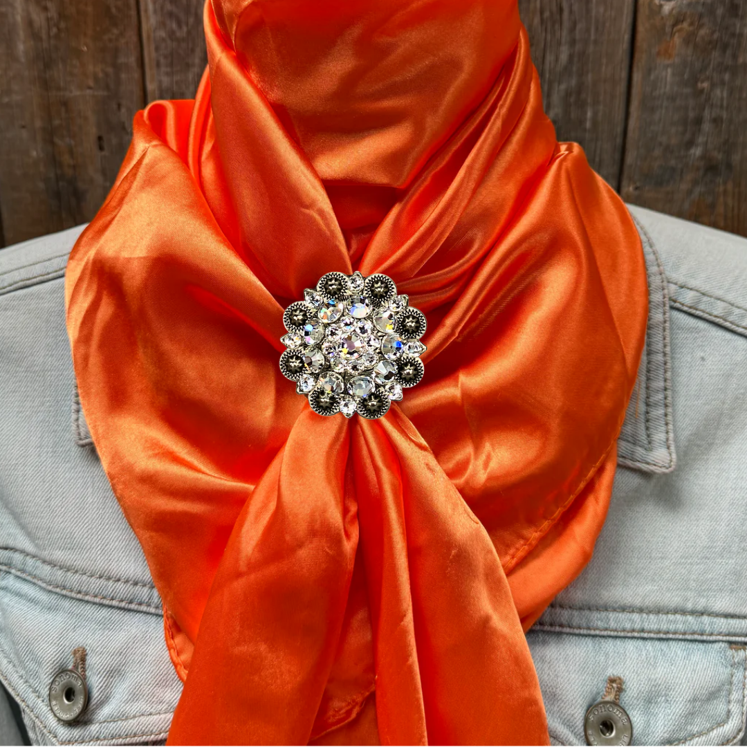 35X35" Solid Orange Wild Rag / Scarf WRS20 - Crystal Concho Wild Rag Slides - Assorted