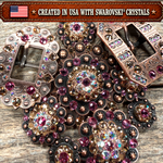 Copper Pink - AB - Champagne Crystal Conchos | Sizes 1"- 3" | Buckles | Saddle Set | Leather Rosettes | Slide