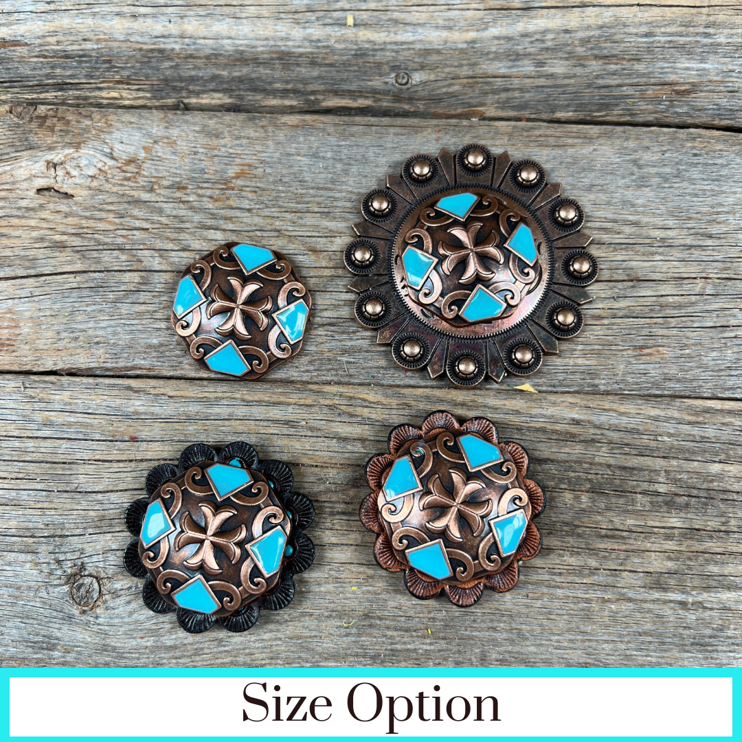 Copper Turquoise Western Concho W104