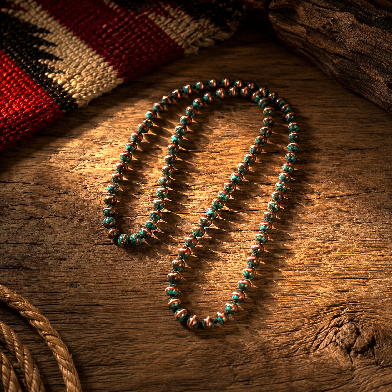 60" Patina Copper Fashion Navajo Pearl Necklace