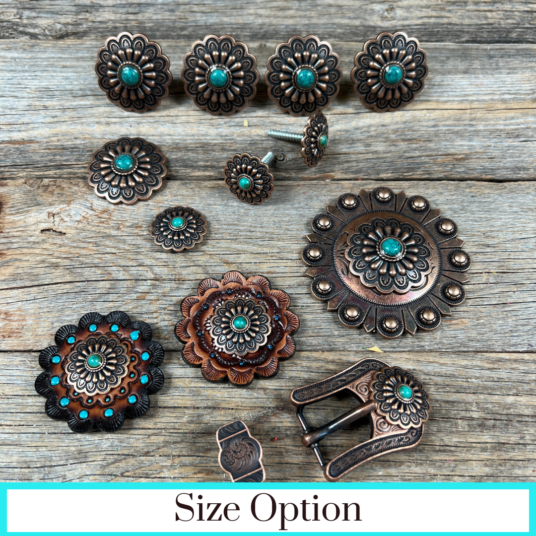 Copper Turquoise Western Concho W103