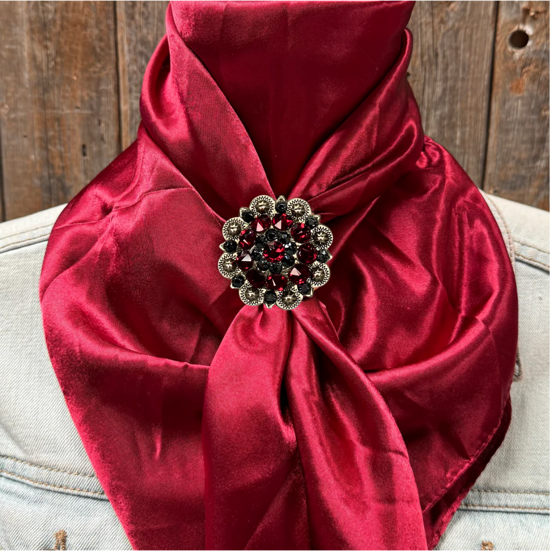 35X35" Solid Burgundy Wild Rag / Scarf WRS14 - Crystal Concho Wild Rag Slides - Assorted