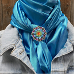 35X35" Solid Aqua Wild Rag / Scarf WRS8 - Crystal Concho Wild Rag Slides - Assorted