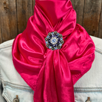 35X35" Solid Hot Pink Wild Rag / Scarf WRS25 - Crystal Concho Wild Rag Slides - Assorted
