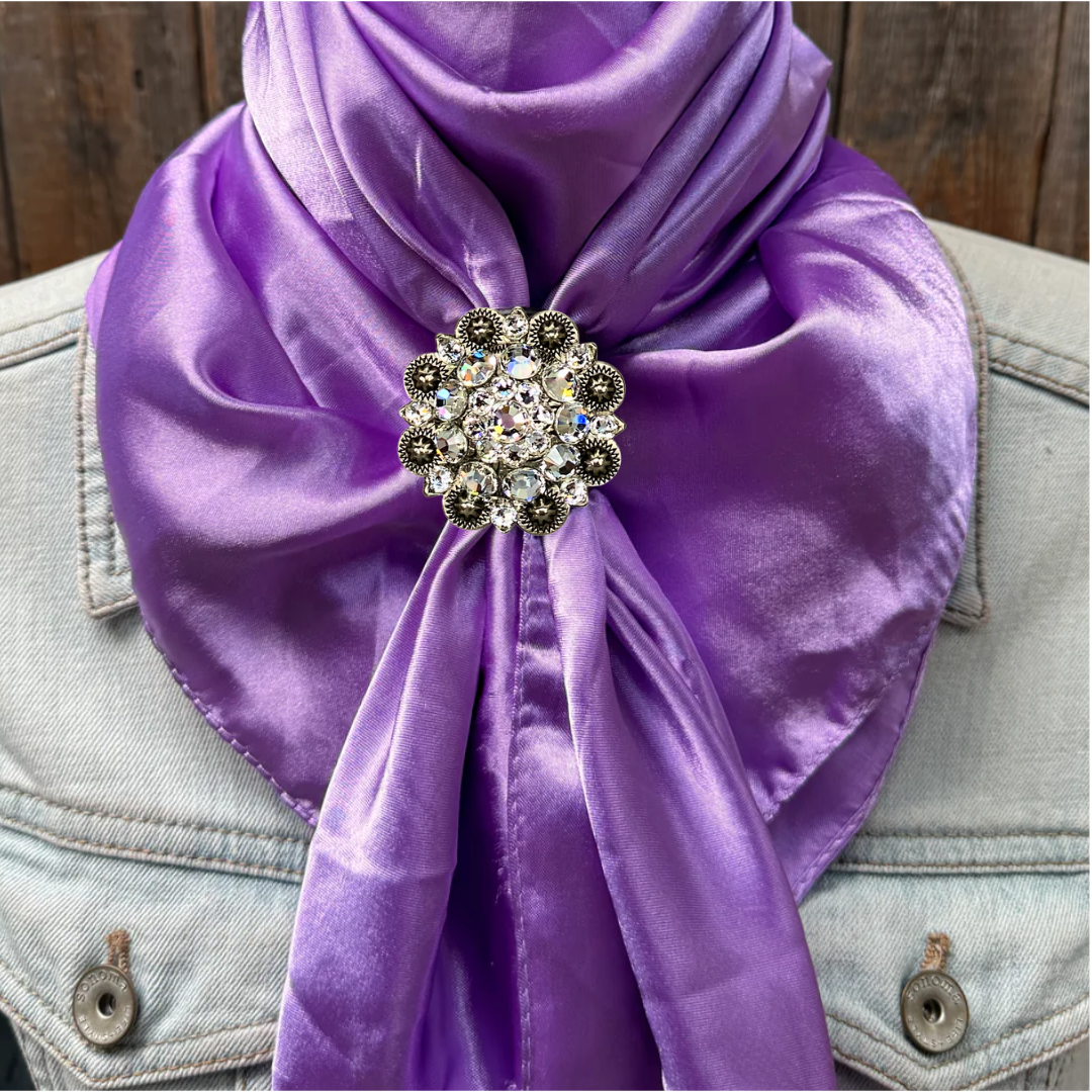 35X35" Solid Lavender Wild Rag / Scarf WRS13 - Crystal Concho Wild Rag Slides - Assorted