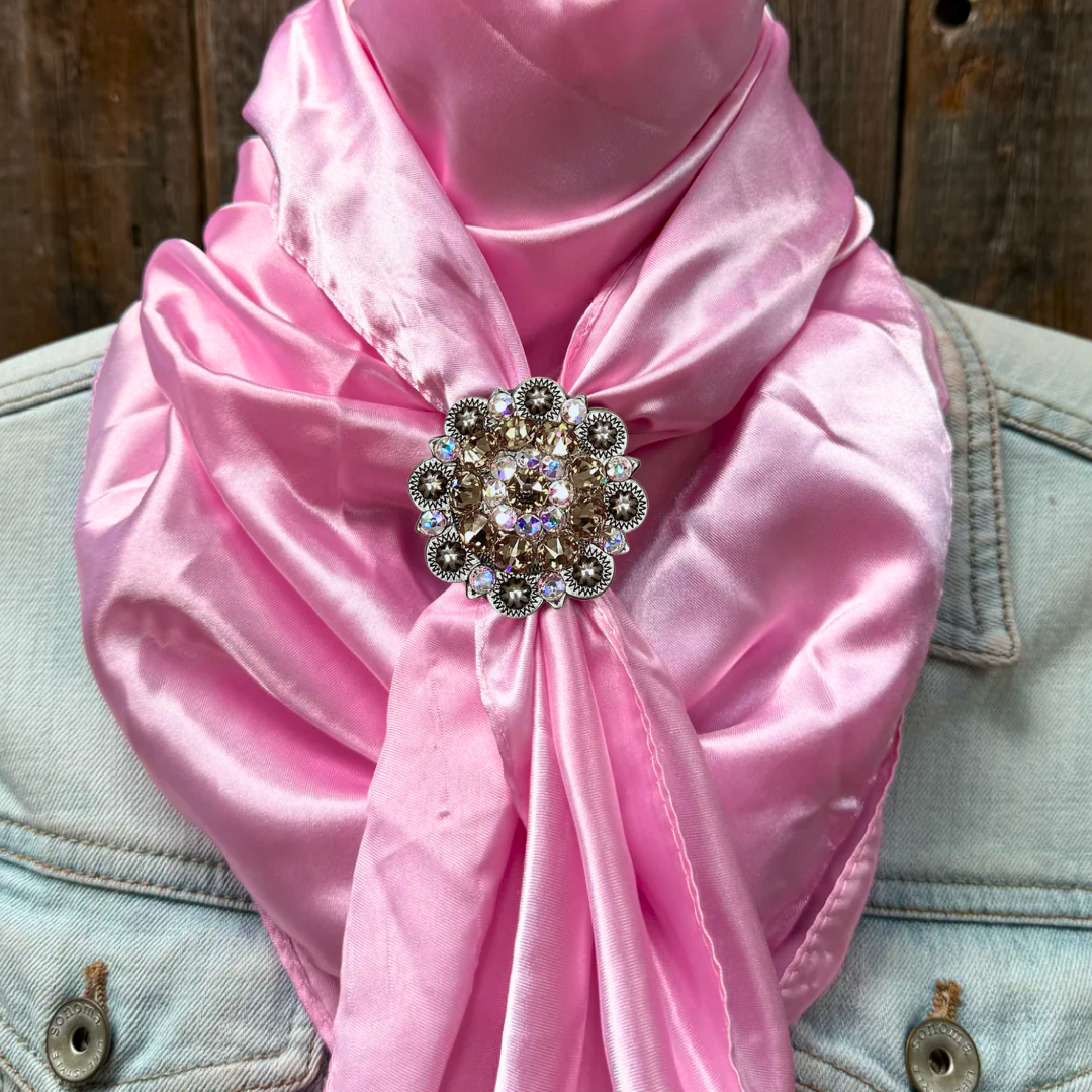 35X35" Solid Pink Wild Rag / Scarf WRS27 - Crystal Concho Wild Rag Slides - Assorted