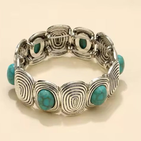 Western Silver Turquoise Fashion Bracelet