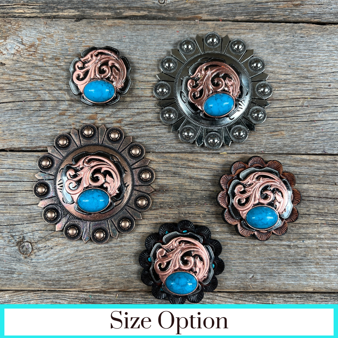 Copper Turquoise Howlite Western Concho W121
