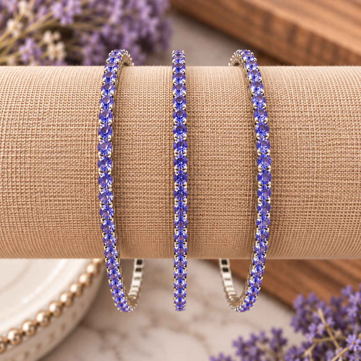 Light Sapphire Rhinestone Western Fashion Bracelet 3 pcs Set
