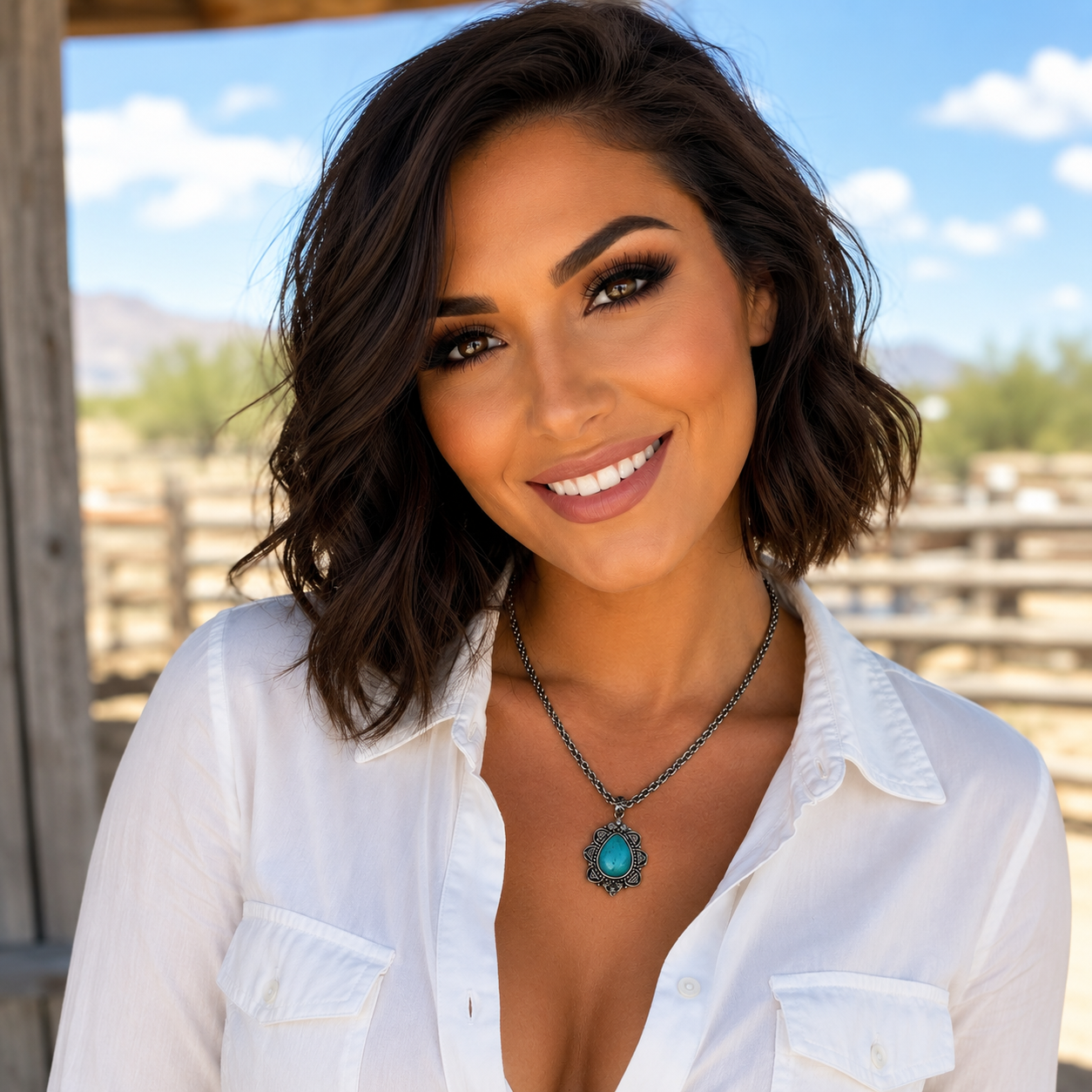 Geometric Teardrop Fashion Turquoise Pendant Necklace
