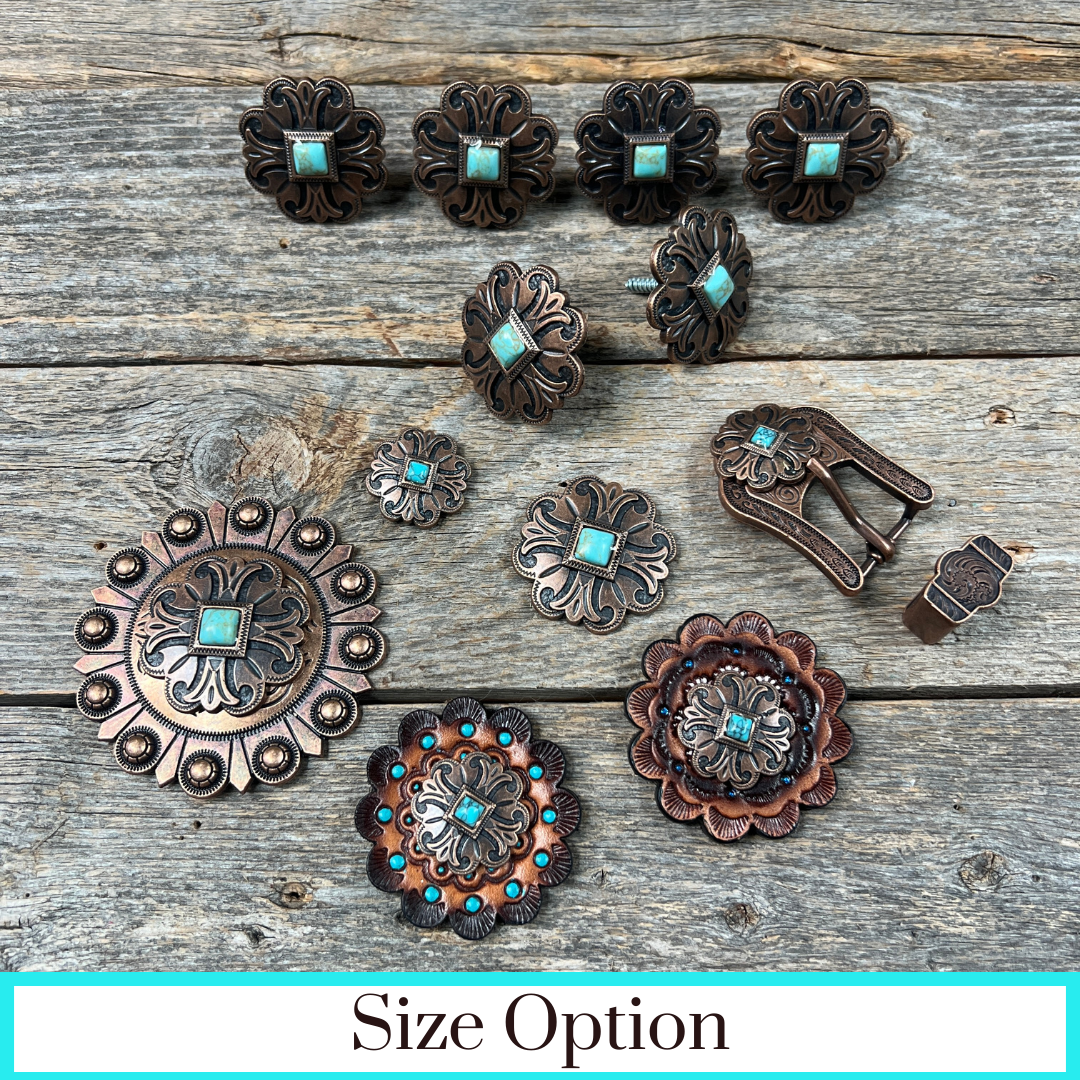 Copper Turquoise Western Concho W141