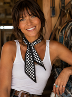 Black and White Checkered Skinny Mini Wild Rag Scarf | Cowgirl Necktie #TW200