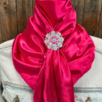 35X35" Solid Hot Pink Wild Rag / Scarf WRS25 - Crystal Concho Wild Rag Slides - Assorted