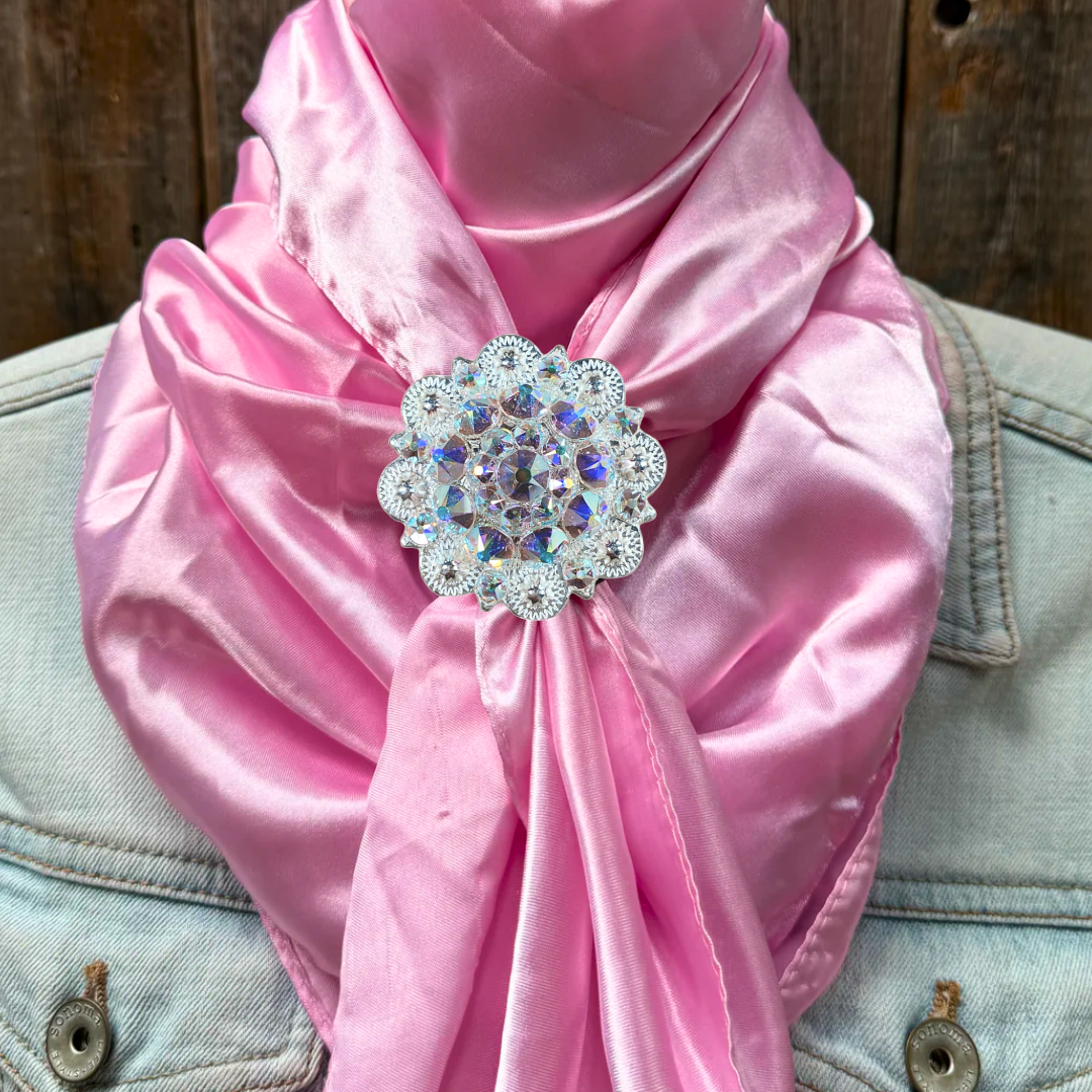 35X35" Solid Pink Wild Rag / Scarf WRS27 - Crystal Concho Wild Rag Slides - Assorted