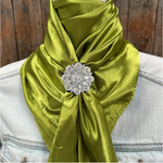 35X35" Solid Light Green Wild Rag / Scarf WRS22 - Crystal Concho Wild Rag Slides - Assorted