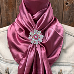 35X35" Solid Rose Wild Rag / Scarf WRS6 - Crystal Concho Wild Rag Slides - Assorted