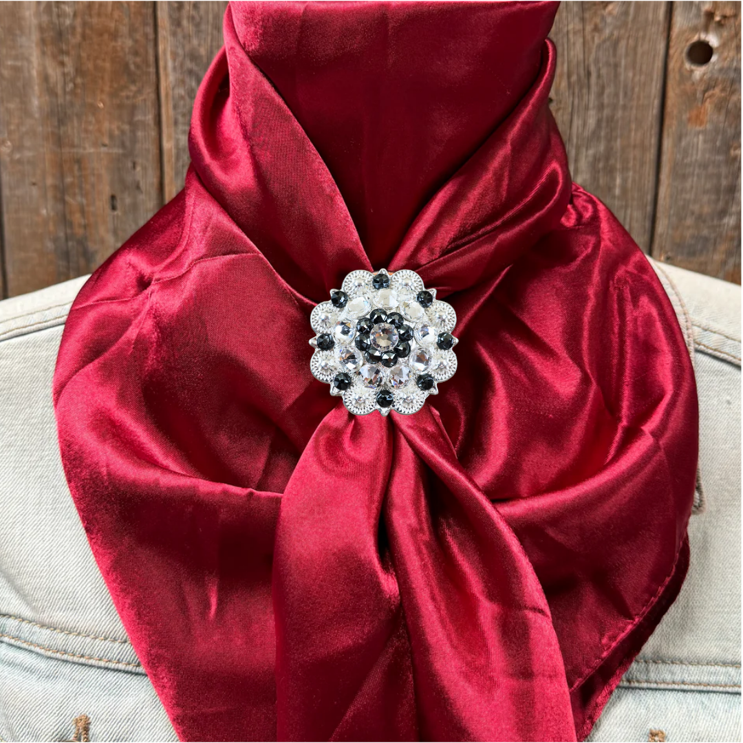 35X35" Solid Burgundy Wild Rag / Scarf WRS14 - Crystal Concho Wild Rag Slides - Assorted