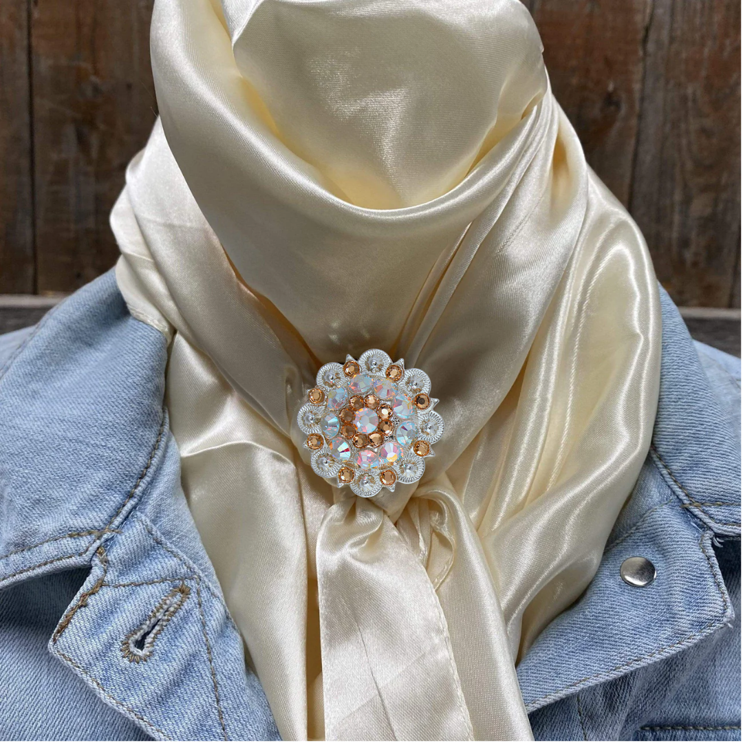 35X35" Solid Cream Wild Rag / Scarf WRS11 - Crystal Concho Wild Rag Slides - Assorted