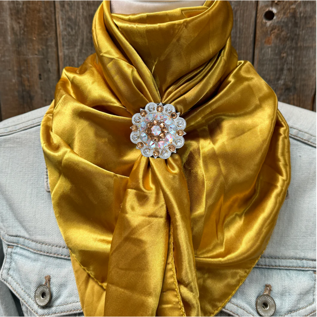 35X35" Solid Mustard Yellow Wild Rag / Scarf WRS19 - Crystal Concho Wild Rag Slides - Assorted