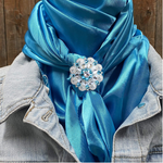 35X35" Solid Aqua Wild Rag / Scarf WRS8 - Crystal Concho Wild Rag Slides - Assorted