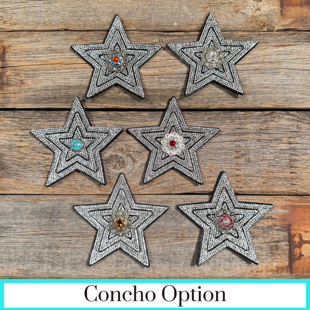 Black Big Star Rhinestone Rosette - Assorted Conchos