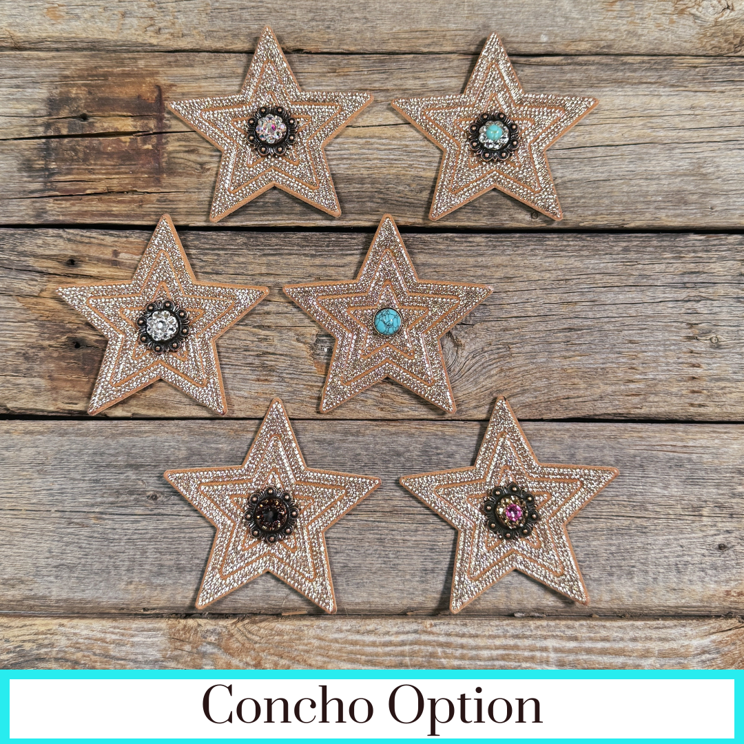 Copper Big Star Rhinestone Rosette - Assorted Conchos