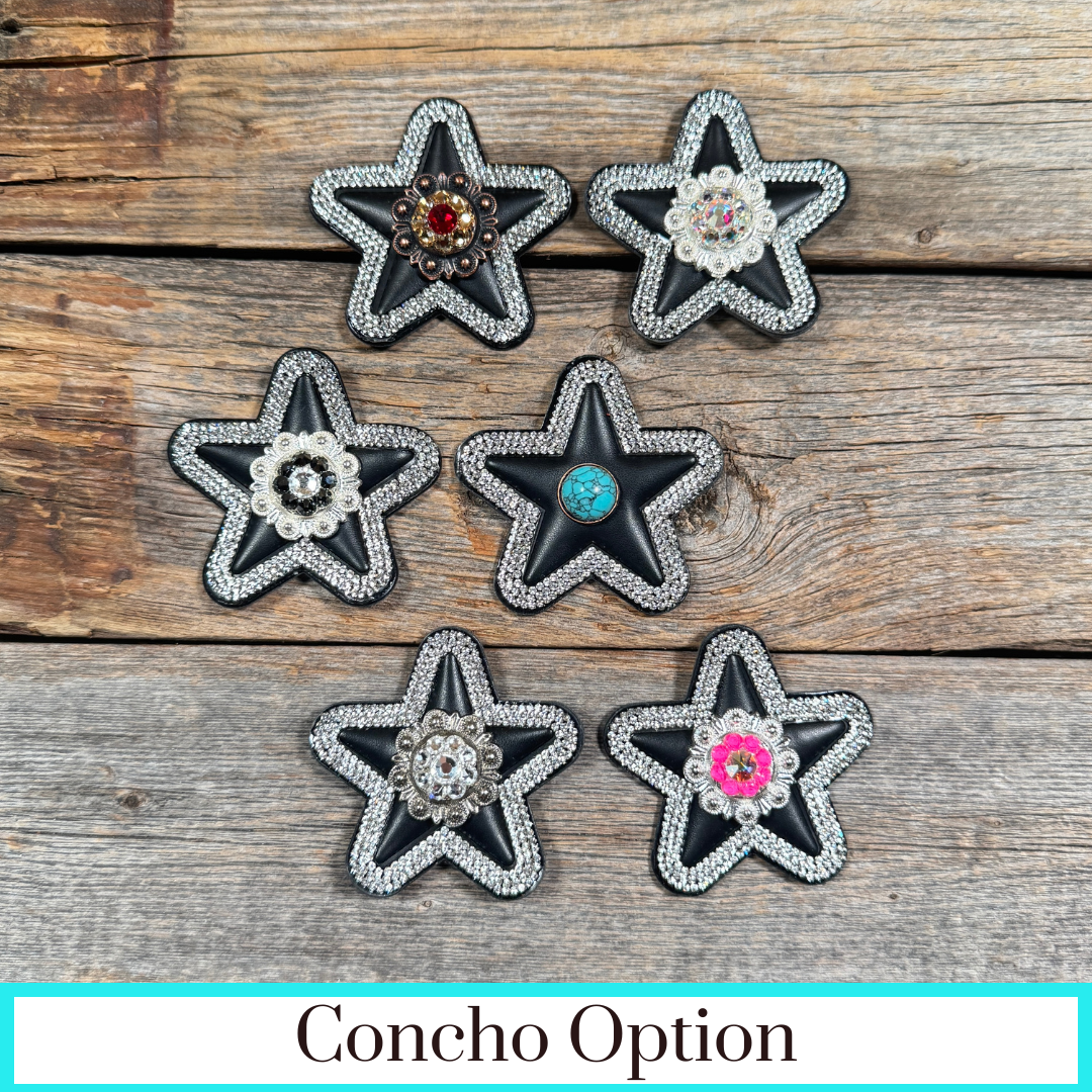 Black Small Star Rhinestone Rosette - Assorted Conchos