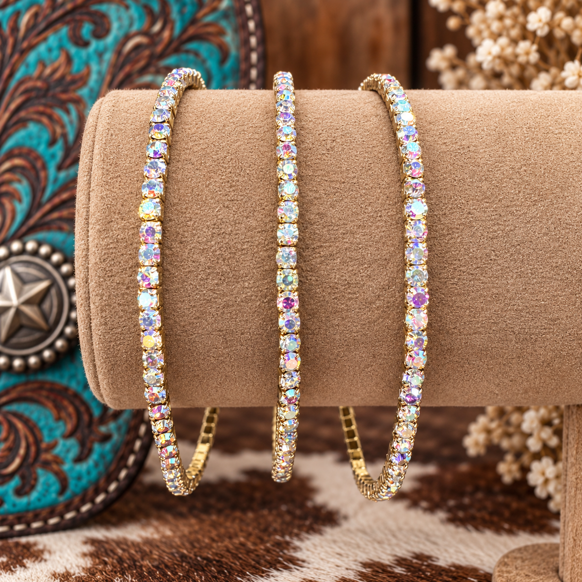 AB Rhinestone Western Fashion Bracelet 3 pcs Set