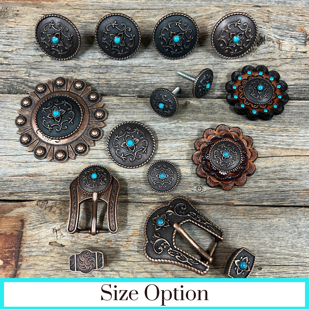 Copper Turquoise Western Concho W180