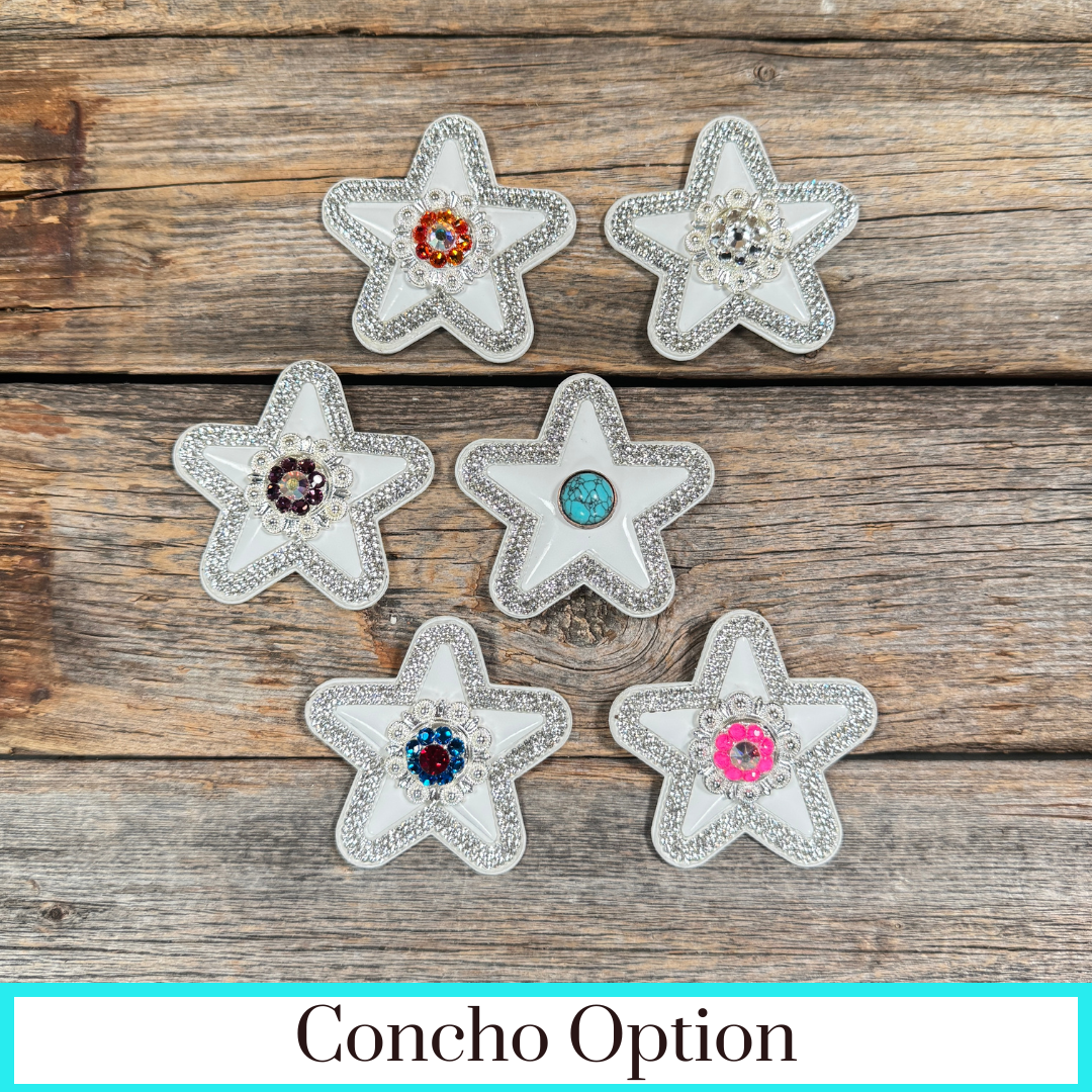 White Small Star Rhinestone Rosette - Assorted Conchos
