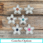 White Small Star Rhinestone Rosette - Assorted Conchos