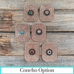 Copper Rectangle Rhinestone Rosette - Assorted Conchos