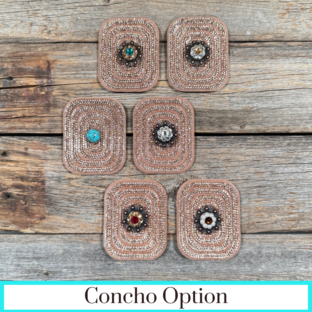 Copper Rectangle Rhinestone Rosette - Assorted Conchos