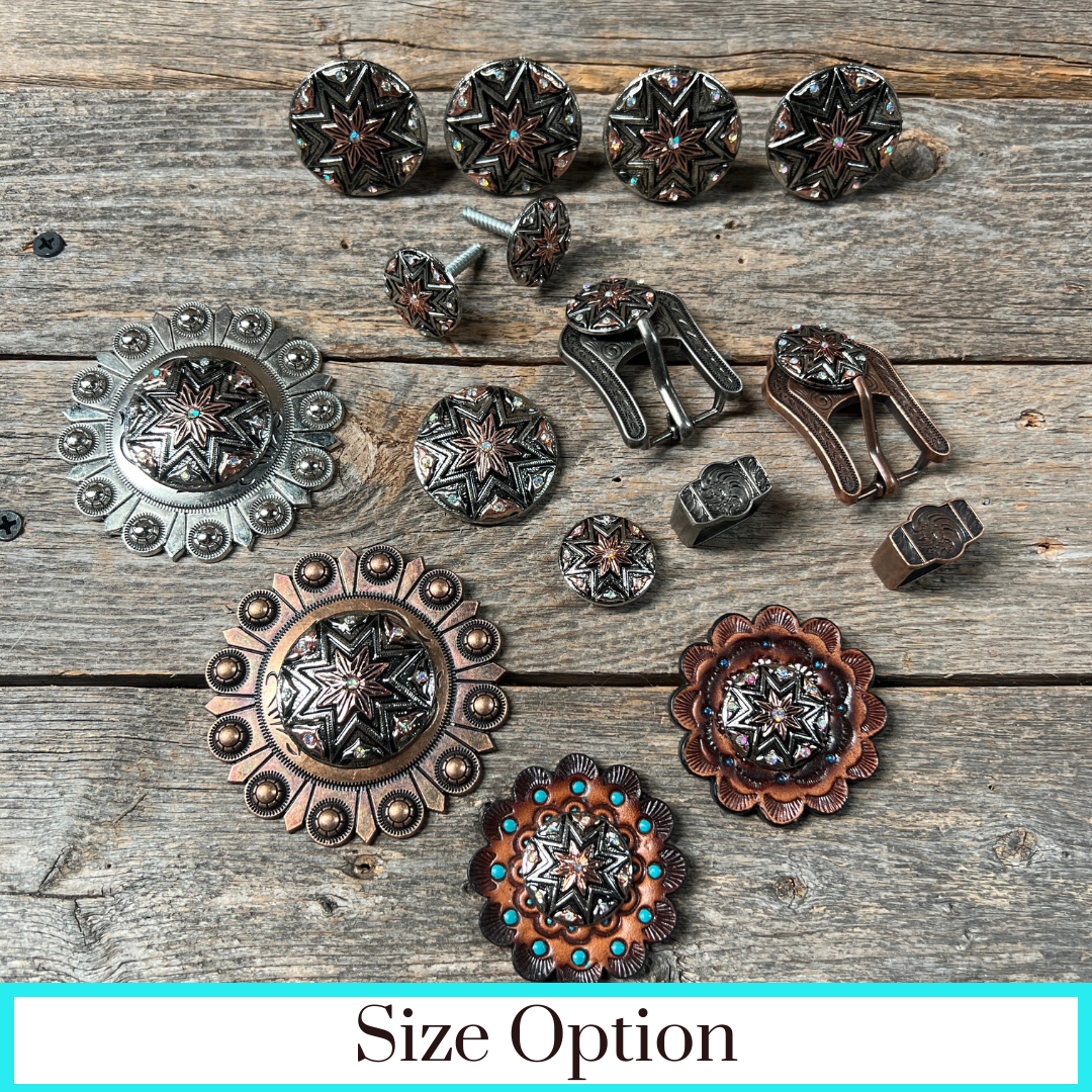 Starburst Antique Silver Western Concho W185
