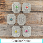 White Rectangle Rhinestone Rosette - Assorted Conchos