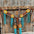 White Whipstitch Yellow and Turquoise Browband/One Ear Headstall & Breastcollar Tack Set #OEBC411