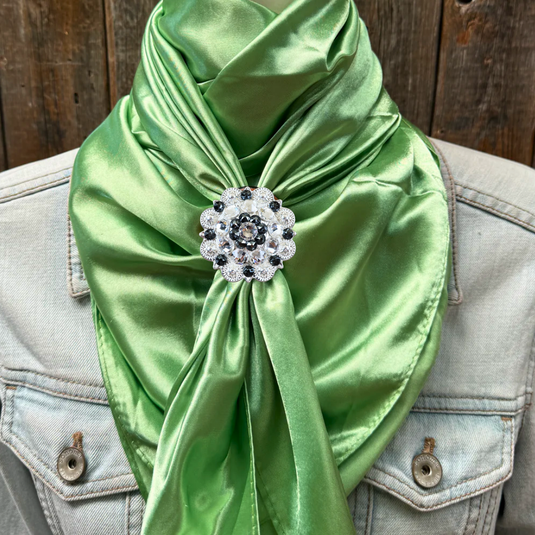 35X35" Solid Lime Wild Rag / Scarf WRS26 - Crystal Concho Wild Rag Slides - Assorted