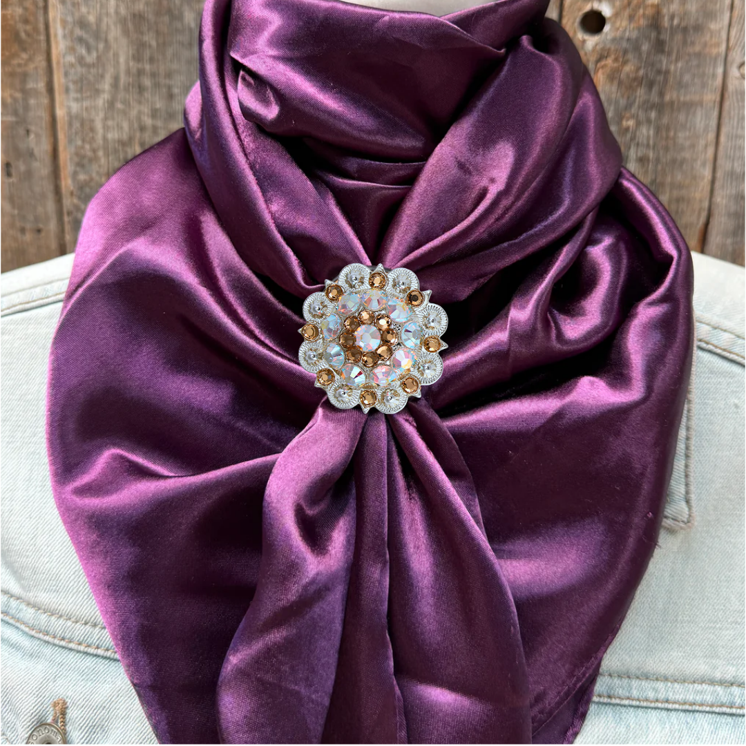 35X35" Solid Plum Wild Rag / Scarf WRS21 - Crystal Concho Wild Rag Slides - Assorted