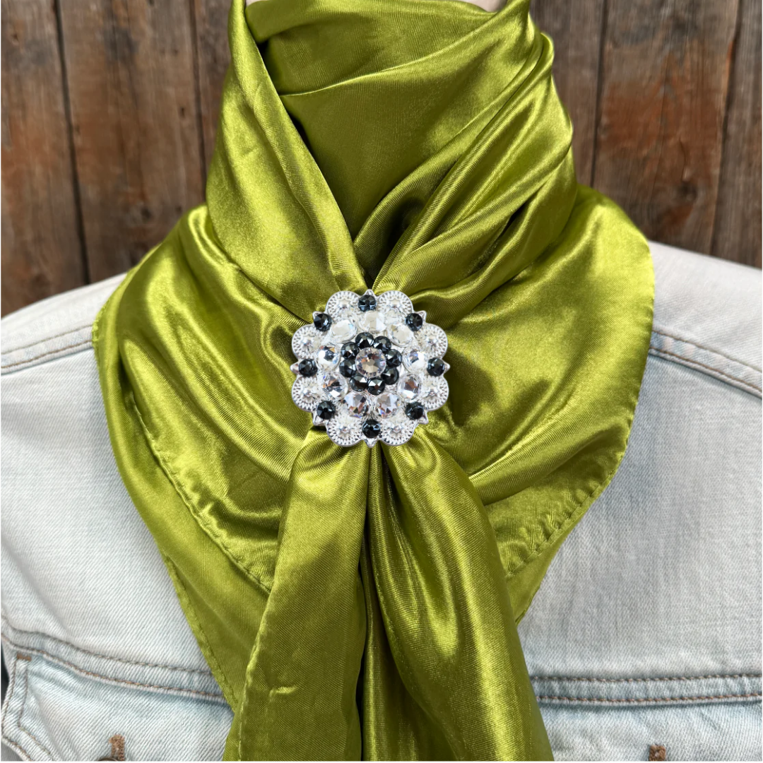 35X35" Solid Light Green Wild Rag / Scarf WRS22 - Crystal Concho Wild Rag Slides - Assorted