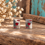 Western Ace of Hearts Card Rhinestone Fashion Earrings