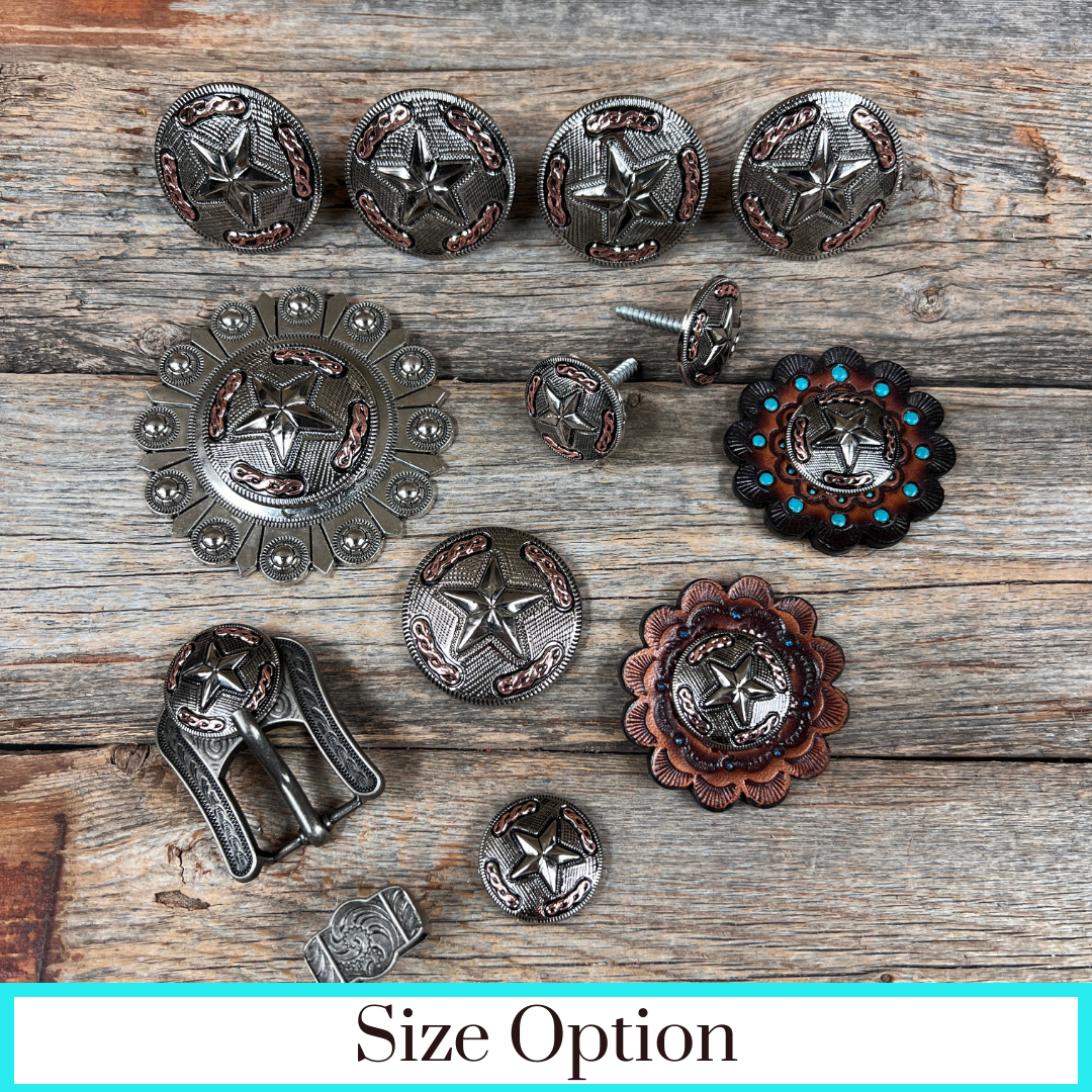 Antique Silver Texas Star Western Concho W187