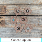 Copper Pointed Flower Rhinestone Rosette - Assorted Conchos
