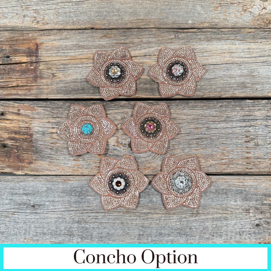 Copper Pointed Flower Rhinestone Rosette - Assorted Conchos