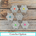 White Pointed Flower Rhinestone Rosette - Assorted Conchos