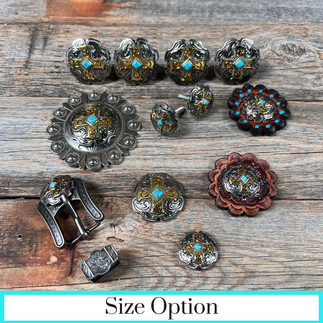 Antique Silver & Gold Western Concho W189