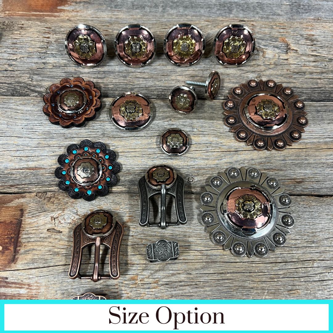 Copper & Gold Flower Western Concho W192