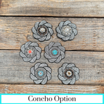Black Flower Rhinestone Rosette - Assorted Conchos