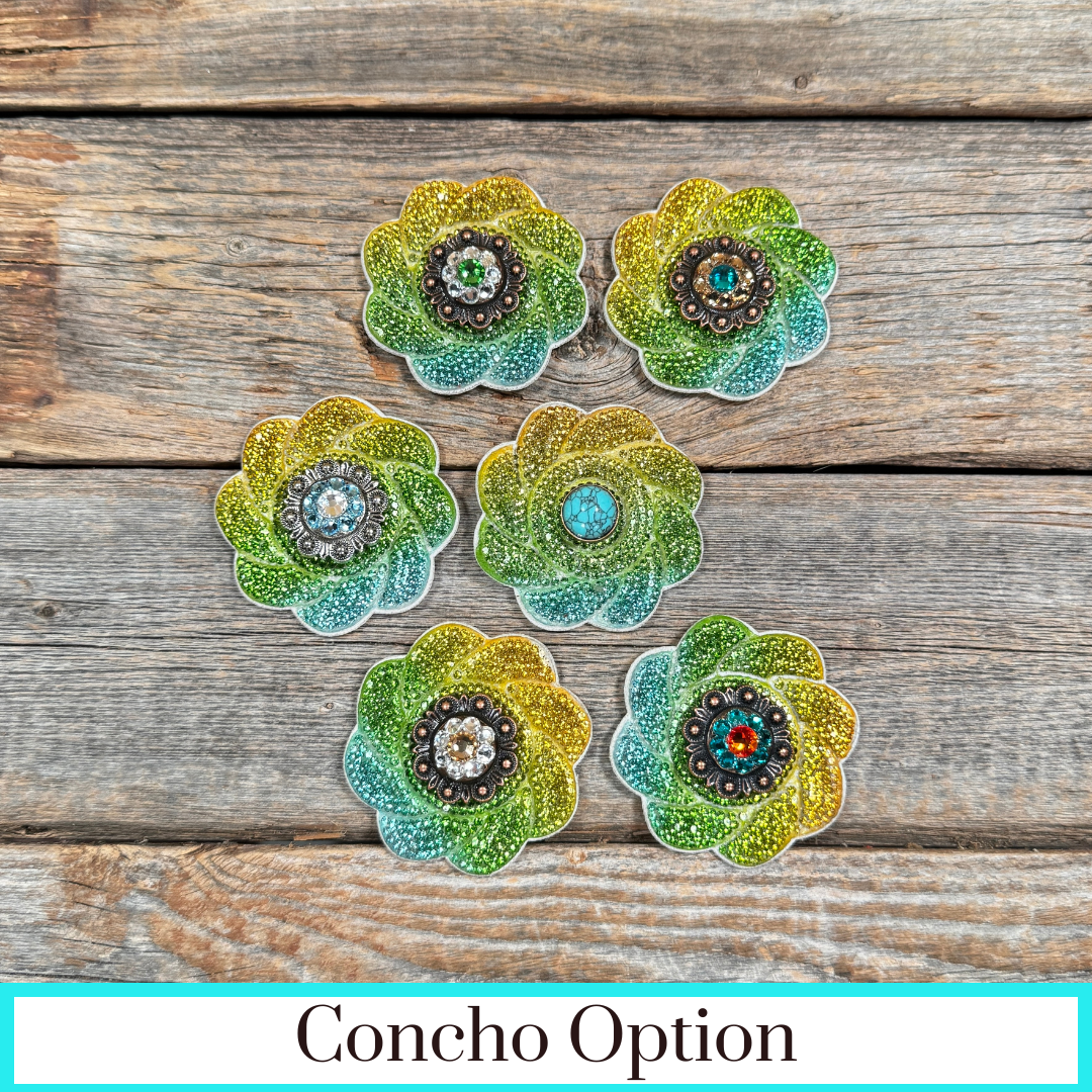 Triple Color Flower Rhinestone Rosette - Assorted Conchos