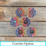 Rainbow Flower Rhinestone Rosette - Assorted Conchos