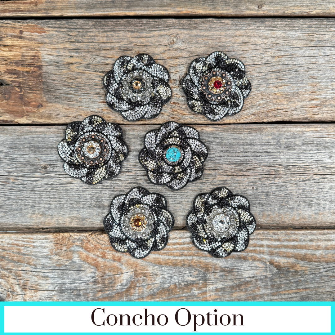 Cheetah Flower Rhinestone Rosette - Assorted Conchos